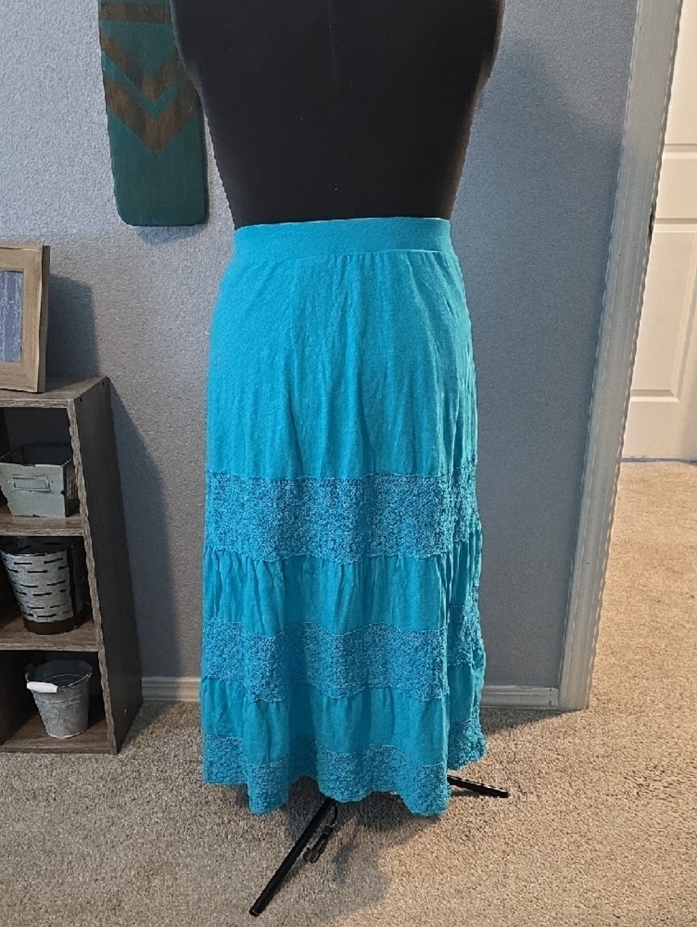 Lane Bryant Turquoise Tiered Midi Skirt 22/24 - Picture 2 of 2